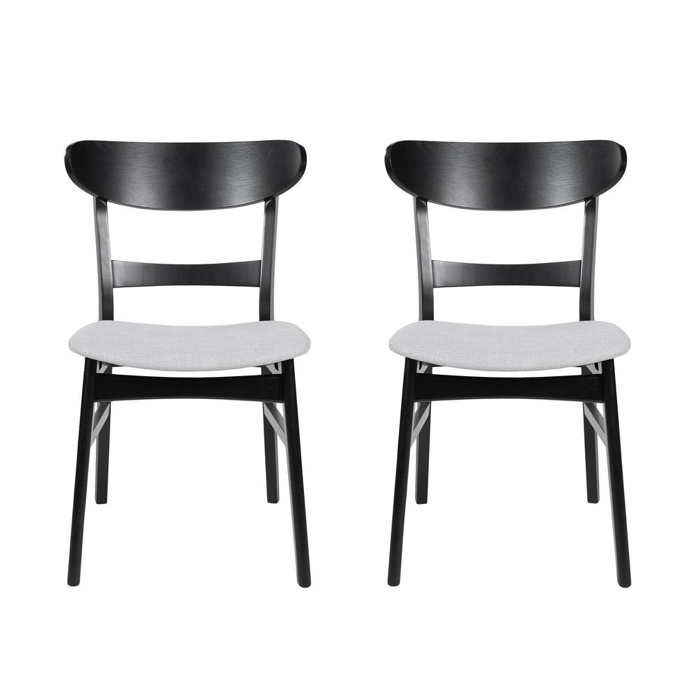 Cole Dining Chair Set of 2, Curved Open Back, Beige Padded Seat, Black