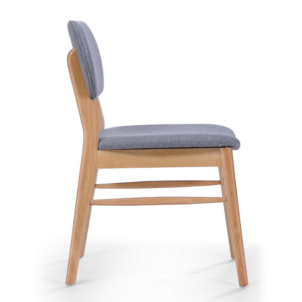 Cota Side Chair Set of 2 Gray Padded Back and Seat Natural Brown BM323933