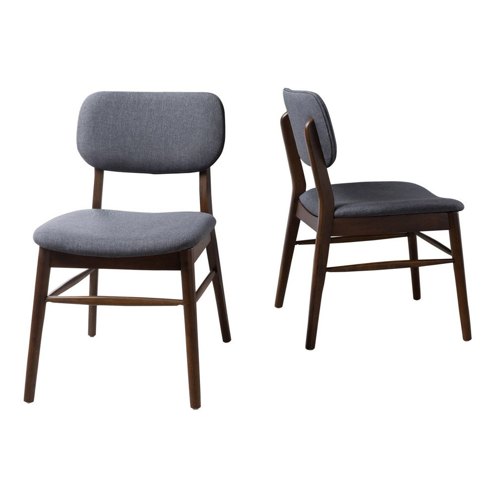 Cota Side Chair Set of 2, Dark Gray Padded Back, Brown