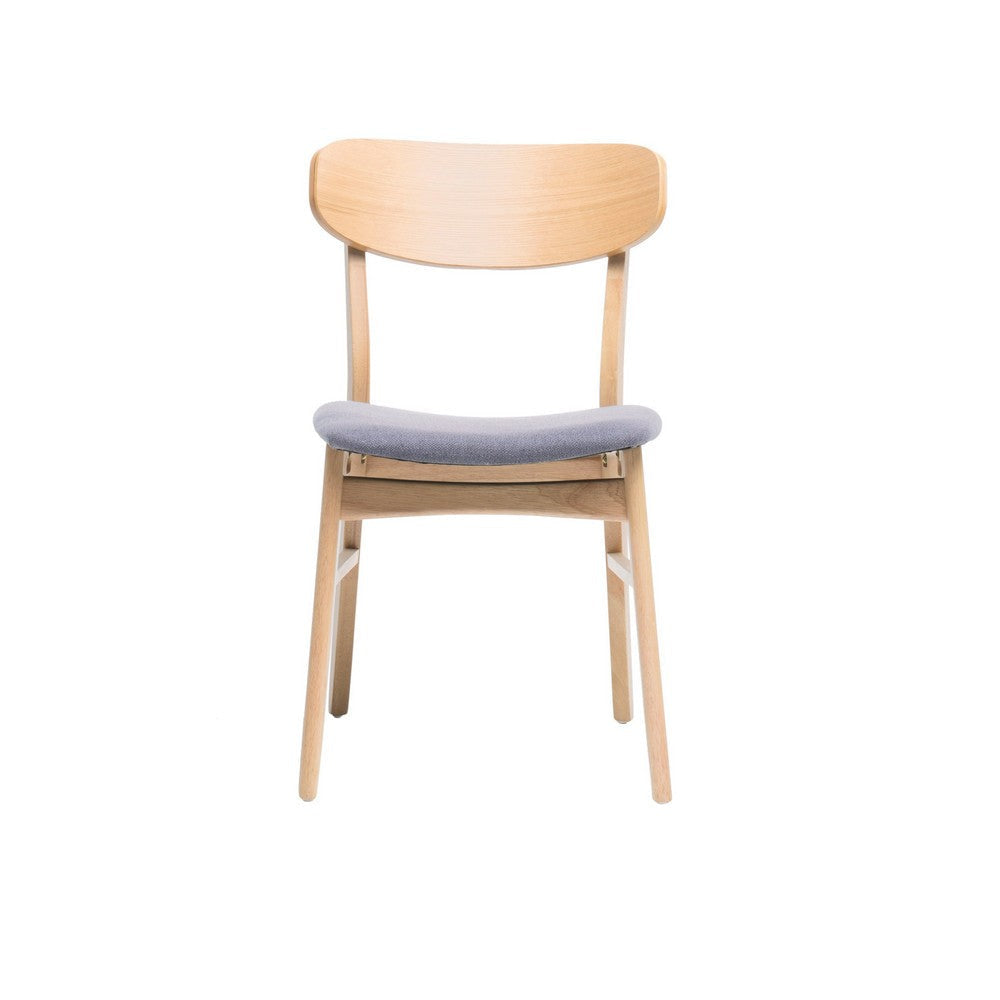 Dining Chair Set of 2 Gray Padded Seat Natural Brown Splayed Legs BM323935