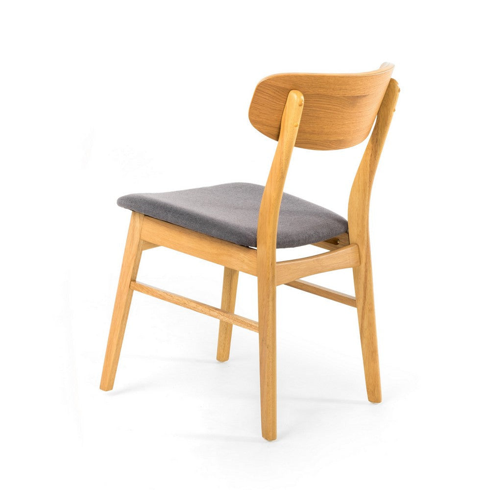 Dining Chair Set of 2 Gray Padded Seat Natural Brown Splayed Legs BM323935