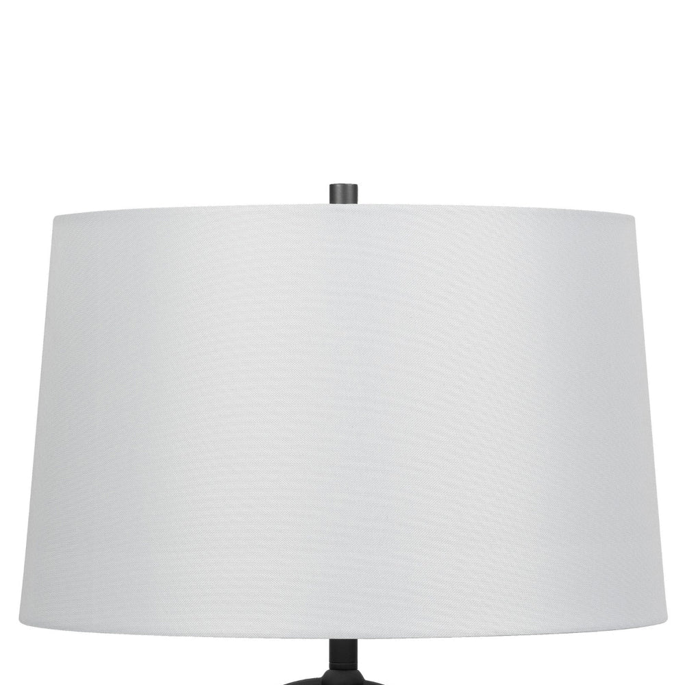 31 Inch Table Lamp Crackled Black Glass w Night Light White Shade BM323938