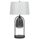 31 Inch Table Lamp, Crackled Black Glass w Night Light, White Shade