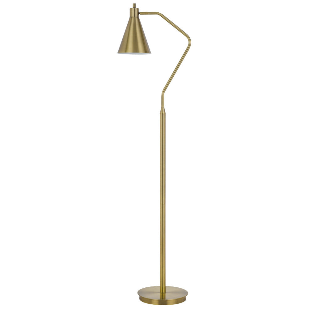 Sty 63 Inch Task Floor Lamp, Swivel Brass Shade Angled Metal Pole
