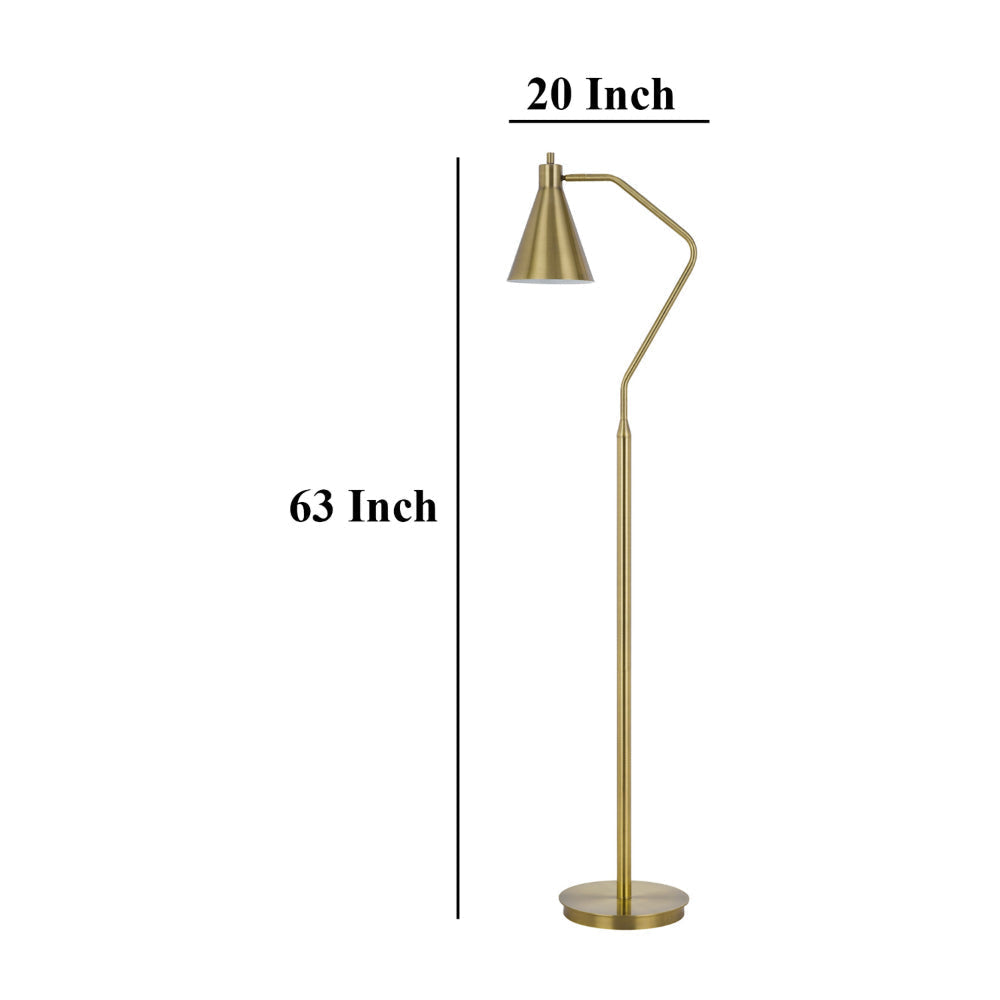 Sty 63 Inch Task Floor Lamp Swivel Brass Shade Angled Metal Pole BM323939