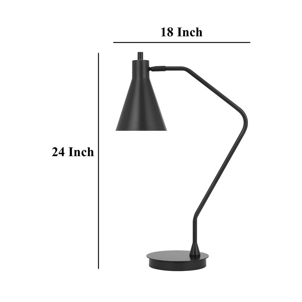 Sty 24 Inch Task Table Lamp, Swivel Gray Shade, Angled Thin Metal Pole