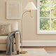 Ashy 68 Inch Task Floor Lamp, Gooseneck LED, White Shade Gold Arc Pole