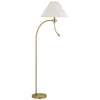 Ashy 68 Inch Task Floor Lamp, Gooseneck LED, White Shade Gold Arc Pole