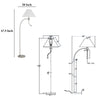 Ashy 68" Floor Lamp, Gooseneck LED, White Shade, Bright Silver Arc Pole by Casagear Home