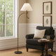 Ashy 68 Inch Floor Lamp, Gooseneck LED, White Shade, Brass Arc Pole