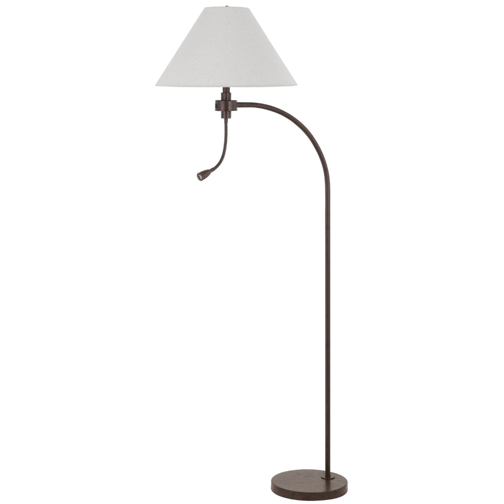 Ashy 68 Inch Floor Lamp Gooseneck LED White Shade Black Arc Pole BM323946