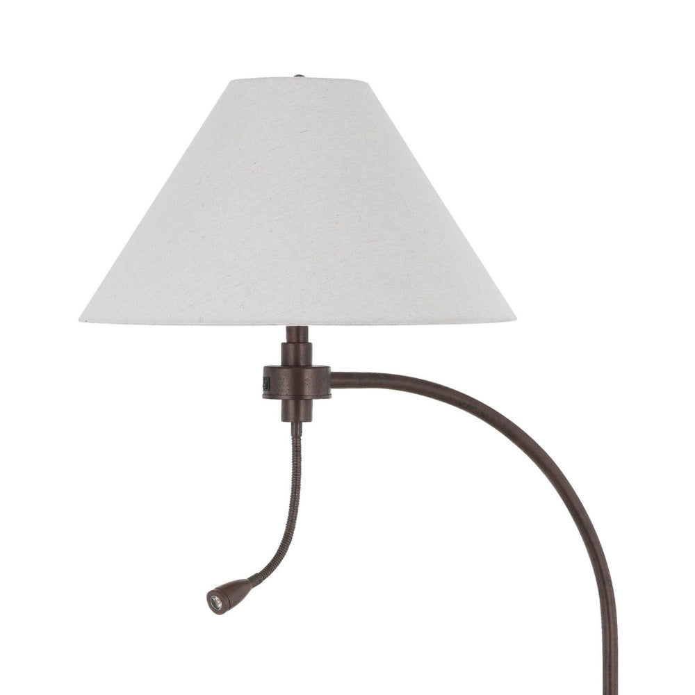 Ashy 68 Inch Floor Lamp Gooseneck LED White Shade Black Arc Pole BM323946