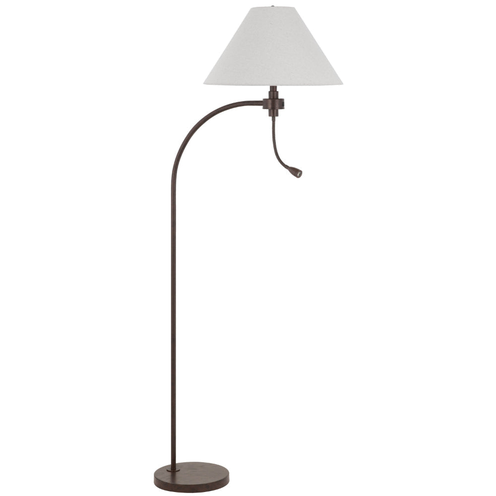 Ashy 68 Inch Floor Lamp, Gooseneck LED, White Shade, Black Arc Pole