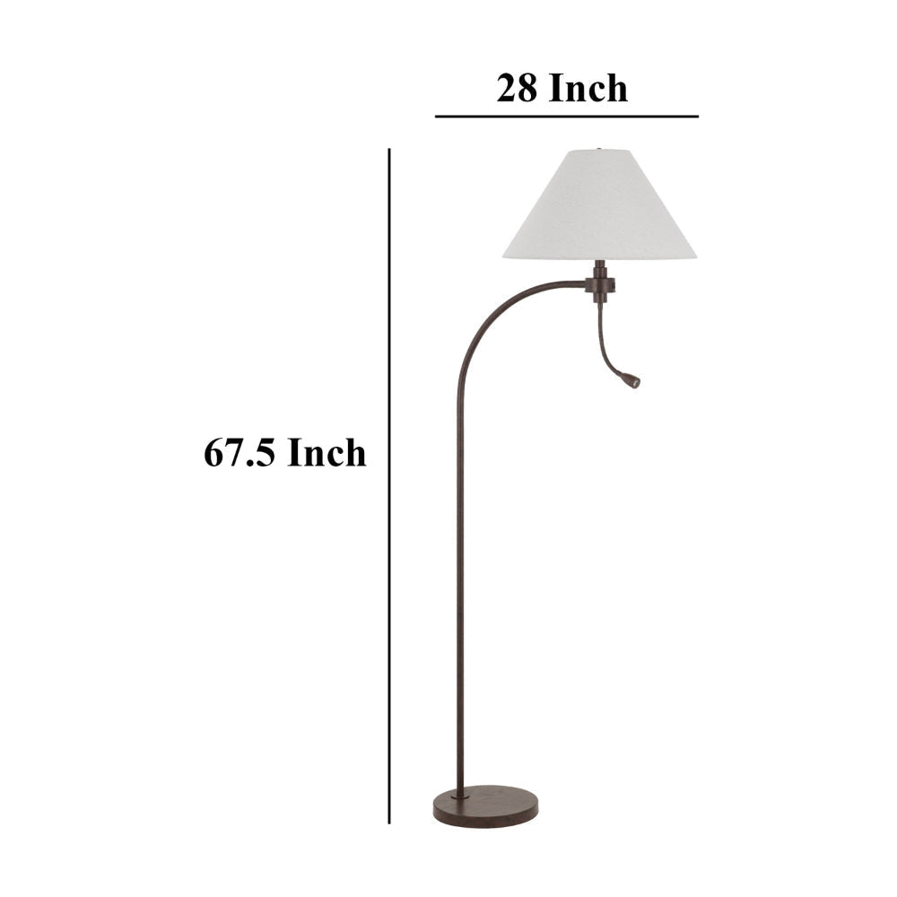 Ashy 68 Inch Floor Lamp Gooseneck LED White Shade Black Arc Pole BM323946