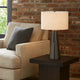 Tiy 30 Inch Table Lamp, White Hardback Drum Shade, Gray Iron Cone Base