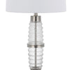 Maci 29 Inch Table Lamp Accent Crackled Clear Glass White Drum Shade BM323950
