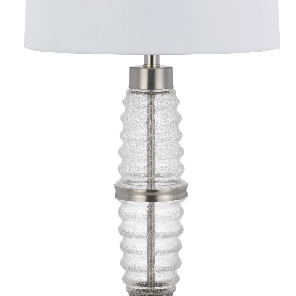 Maci 29 Inch Table Lamp Accent Crackled Clear Glass White Drum Shade BM323950