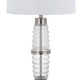 Maci 29 Inch Table Lamp Accent Crackled Clear Glass White Drum Shade BM323950