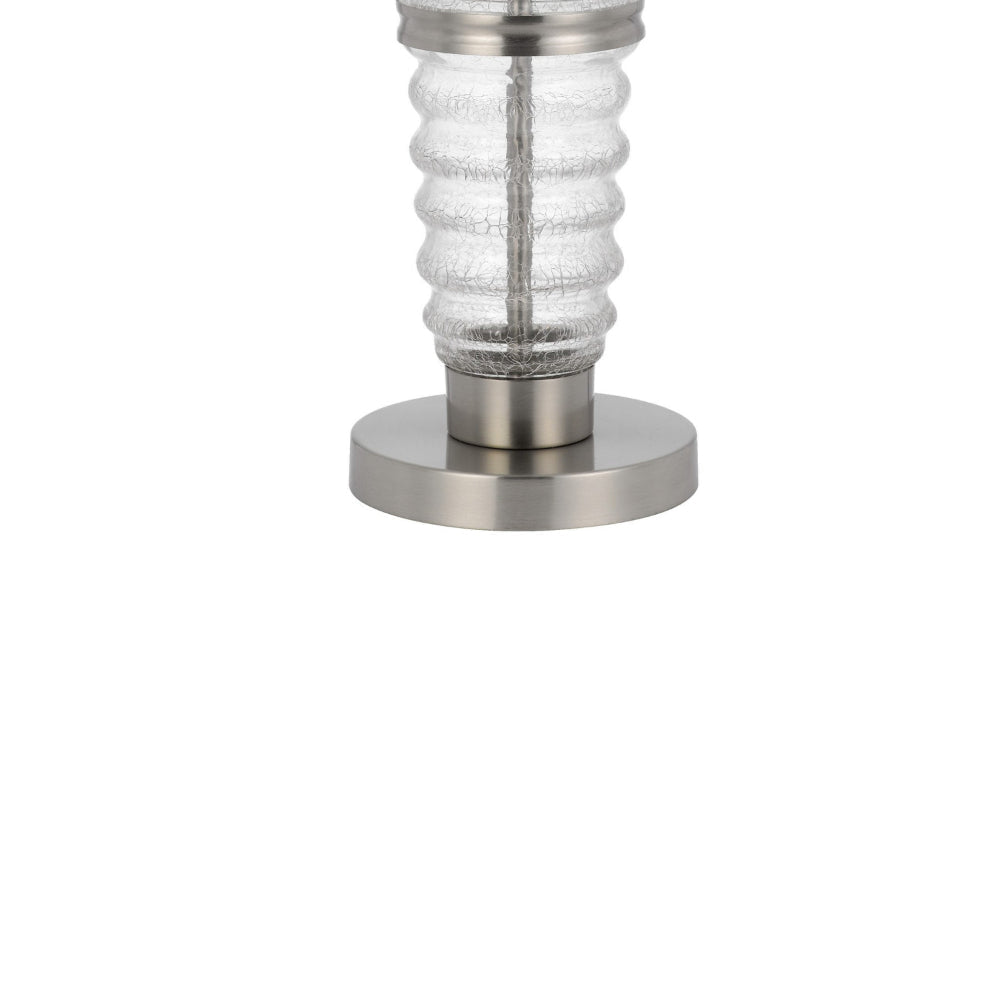 Maci 29 Inch Table Lamp Accent Crackled Clear Glass White Drum Shade BM323950