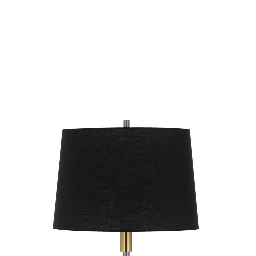 Siu 60 Inch Floor Lamp Gold Metal Pole w Finial Tip Black Shade BM323951
