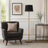 Siu 60 Inch Floor Lamp, Gold Metal Pole w Finial Tip, Black Shade