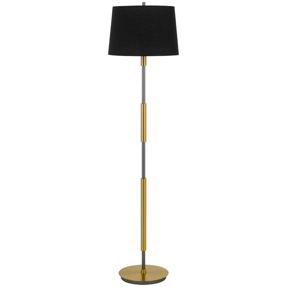 Siu 60 Inch Floor Lamp, Gold Metal Pole w Finial Tip, Black Shade