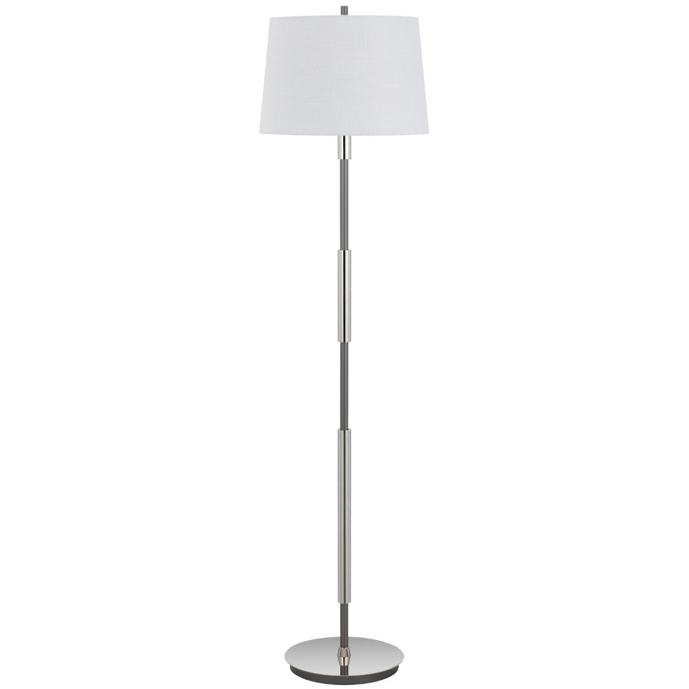 Siu 60 Inch Floor Lamp, Chrome Metal Pole w Finial Tip, White Shade