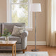 Siu 60 Inch Floor Lamp, Chrome Metal Pole w Finial Tip, White Shade