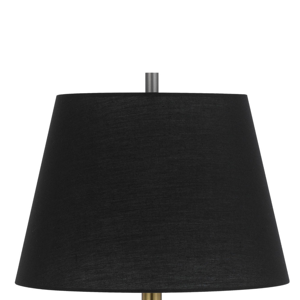Siu 30 Inch Table Lamp Gold Metal Thin Pole w Finial Black Shade BM323953