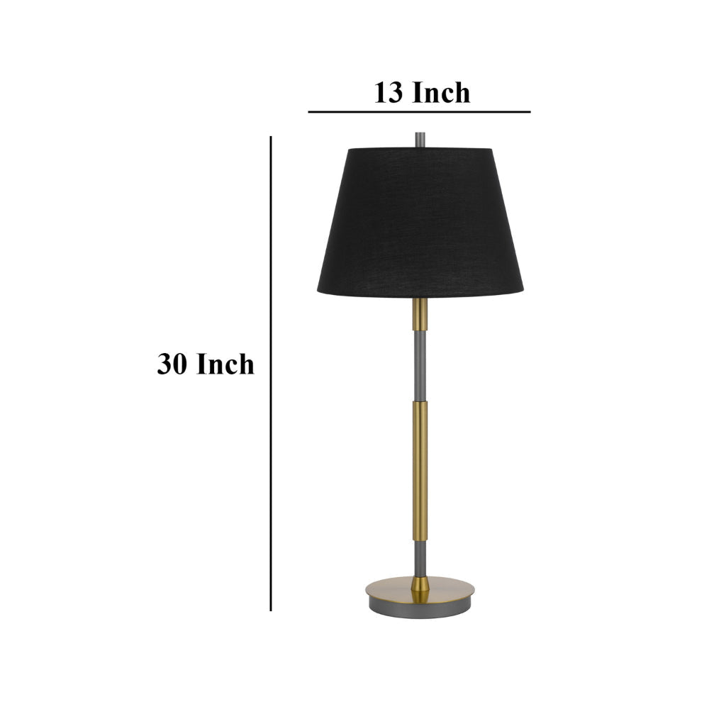 Siu 30 Inch Table Lamp Gold Metal Thin Pole w Finial Black Shade BM323953