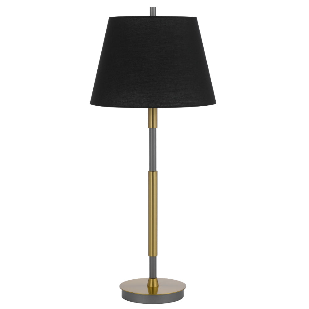Siu 30 Inch Table Lamp, Gold Metal Thin Pole w Finial, Black Shade