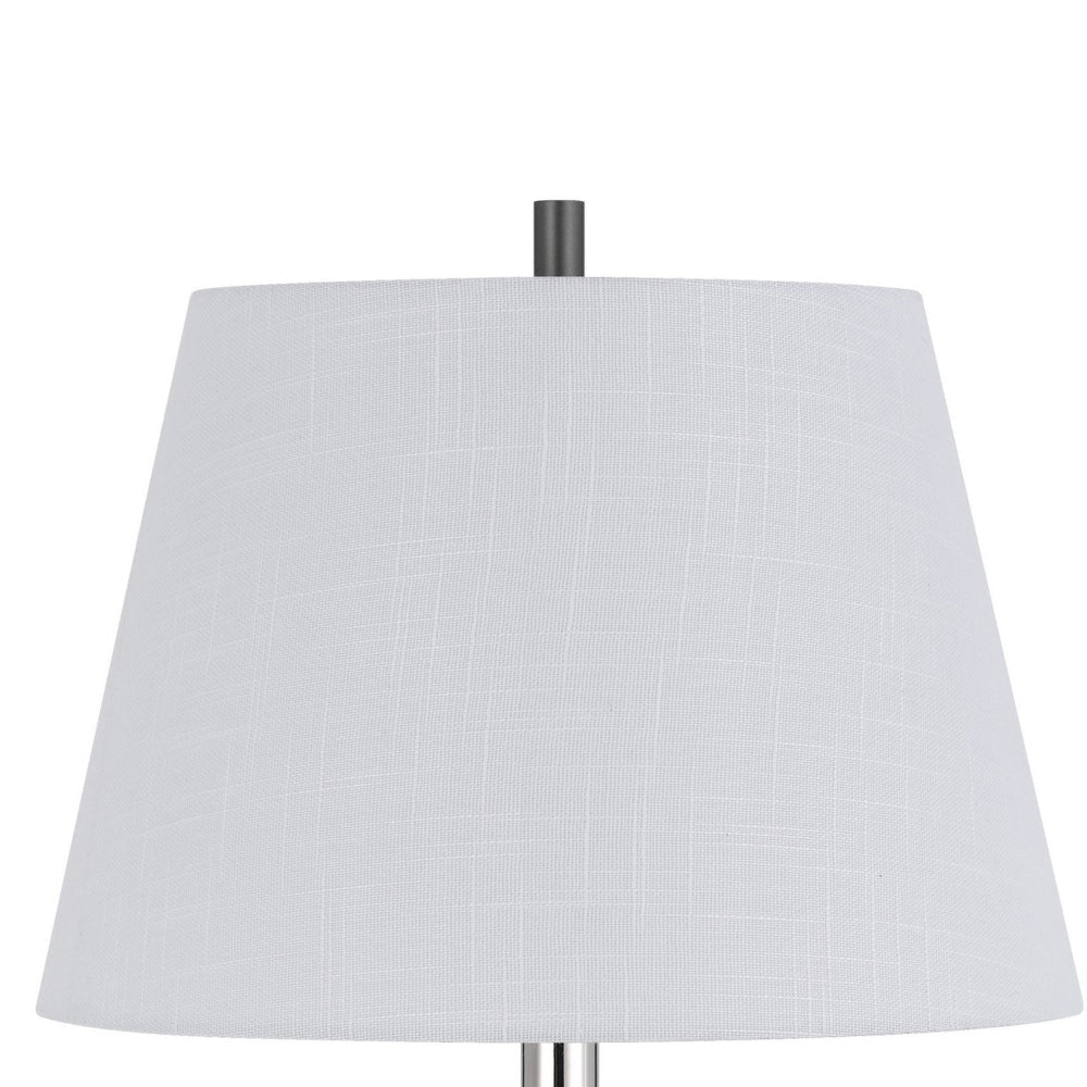 Siu 30 Inch Table Lamp Chrome Metal Thin Pole w Finial White Shade BM323954