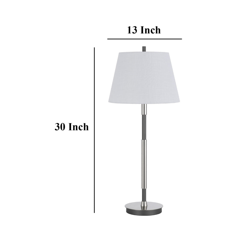 Siu 30 Inch Table Lamp Chrome Metal Thin Pole w Finial White Shade BM323954