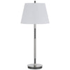 Siu 30 Inch Table Lamp, Chrome Metal Thin Pole w Finial, White Shade
