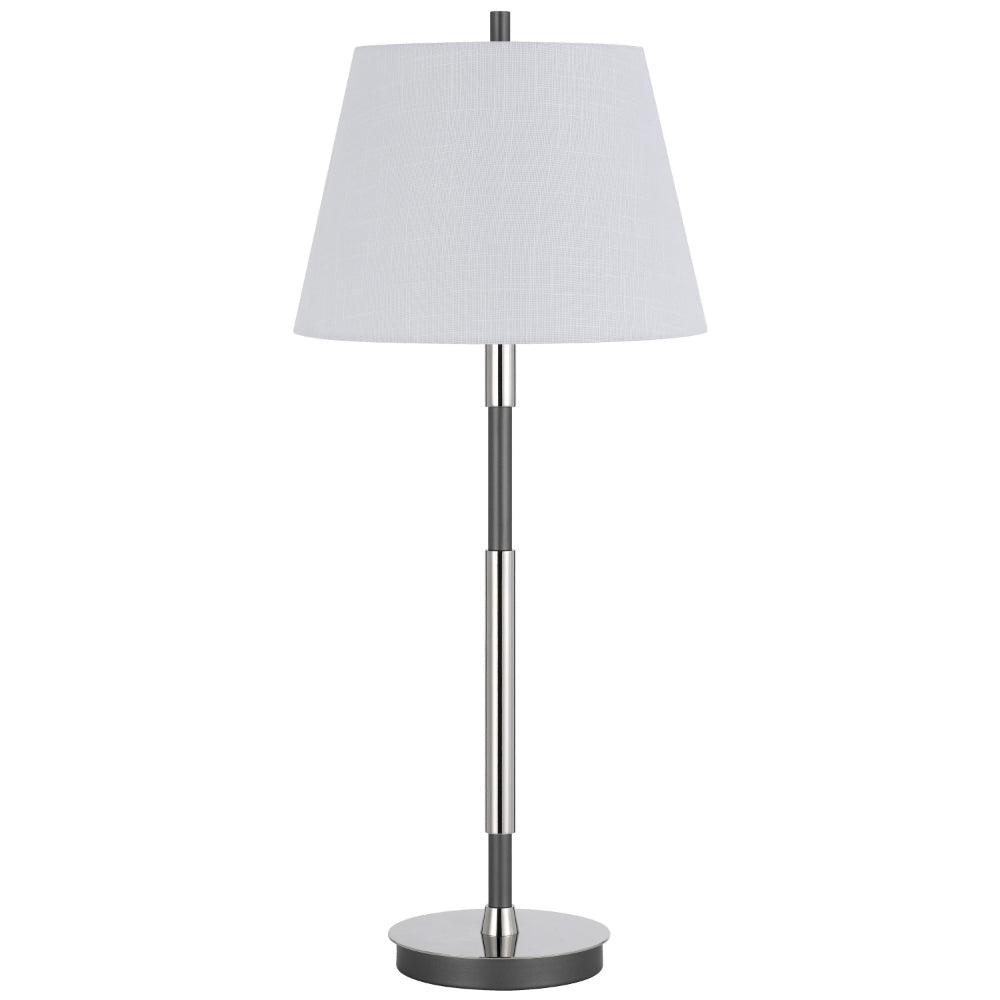 Siu 30 Inch Table Lamp, Chrome Metal Thin Pole w Finial, White Shade