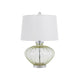 23 Inch Table Lamp Set of 2 Round Crystal Base White Fabric Shade BM323955