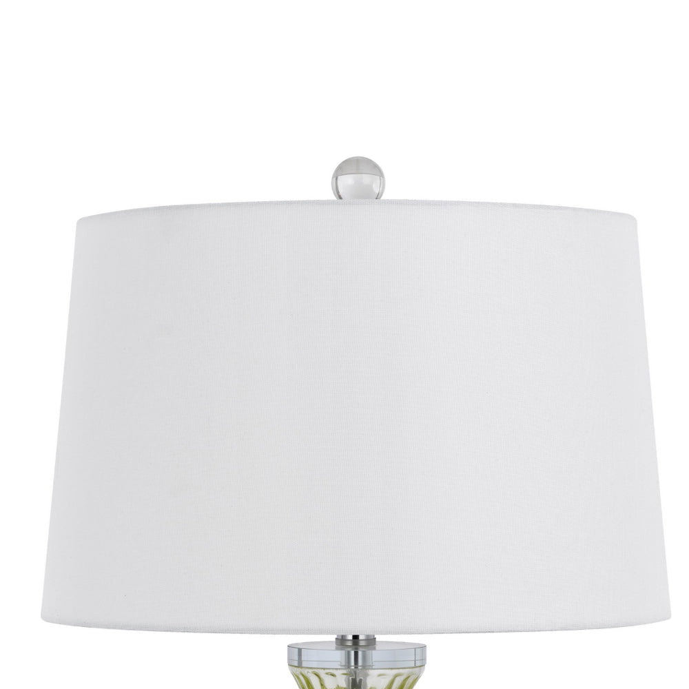 23 Inch Table Lamp Set of 2 Round Crystal Base White Fabric Shade BM323955