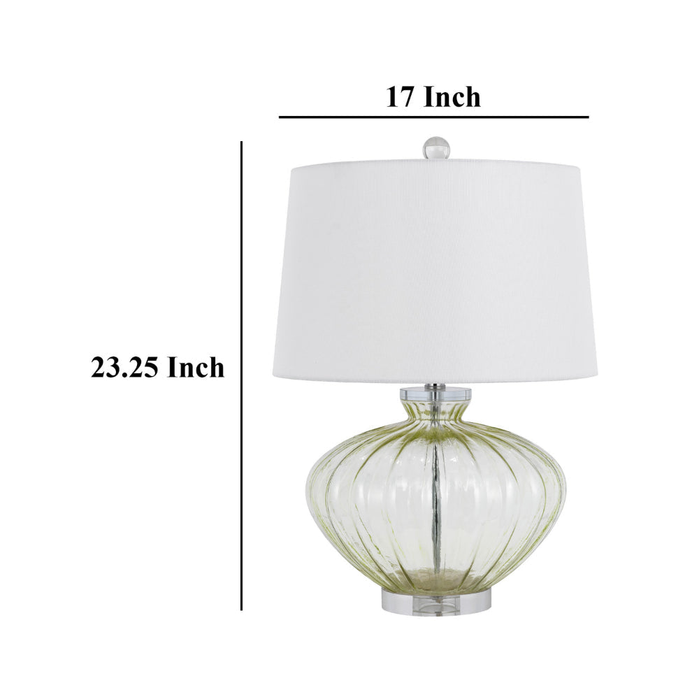 23 Inch Table Lamp Set of 2 Round Crystal Base White Fabric Shade BM323955