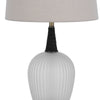 Wenu 29 Inch Table Lamp Accent Frosted Glass Base White Fabric Shade BM323956
