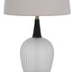 Wenu 29 Inch Table Lamp Accent Frosted Glass Base White Fabric Shade BM323956