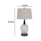 Wenu 29 Inch Table Lamp Accent Frosted Glass Base White Fabric Shade BM323956