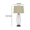 Leno 32 Inch Table Lamp Leaf Pattern Clear Glass Base Beige Shade BM323957
