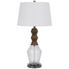 Hay 33 Inch Table Lamp, Diamond Pattern Glass Base, White Fabric Shade