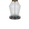 Hay 33 Inch Table Lamp Diamond Pattern Glass Base White Fabric Shade BM323958