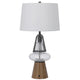 Leya 30 Inch Table Lamp Lantern Style Glass Base White Fabric Shade BM323959