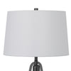 Leya 30 Inch Table Lamp Lantern Style Glass Base White Fabric Shade BM323959