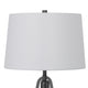Leya 30 Inch Table Lamp Lantern Style Glass Base White Fabric Shade BM323959