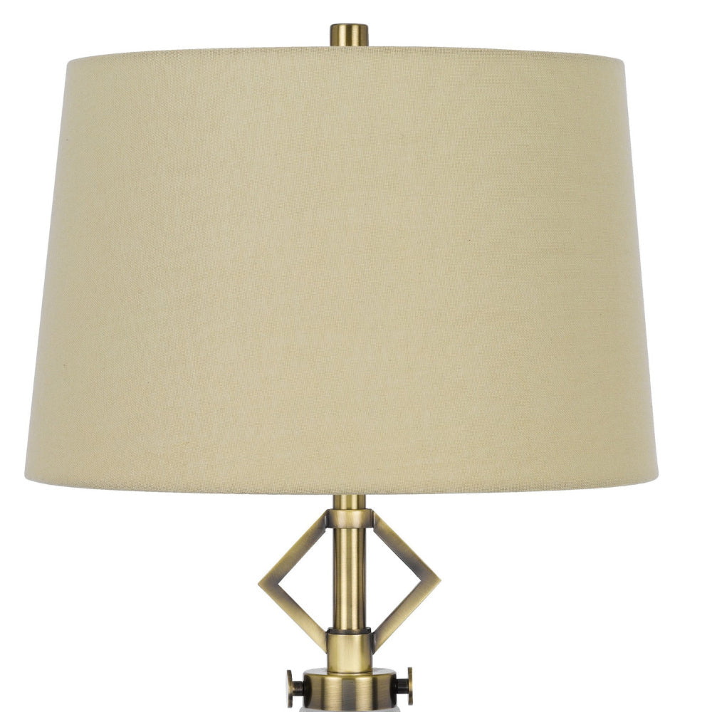 Rizo 32 Inch Table Lamp Tapered Style Frosted Glass Base Beige Shade BM323960