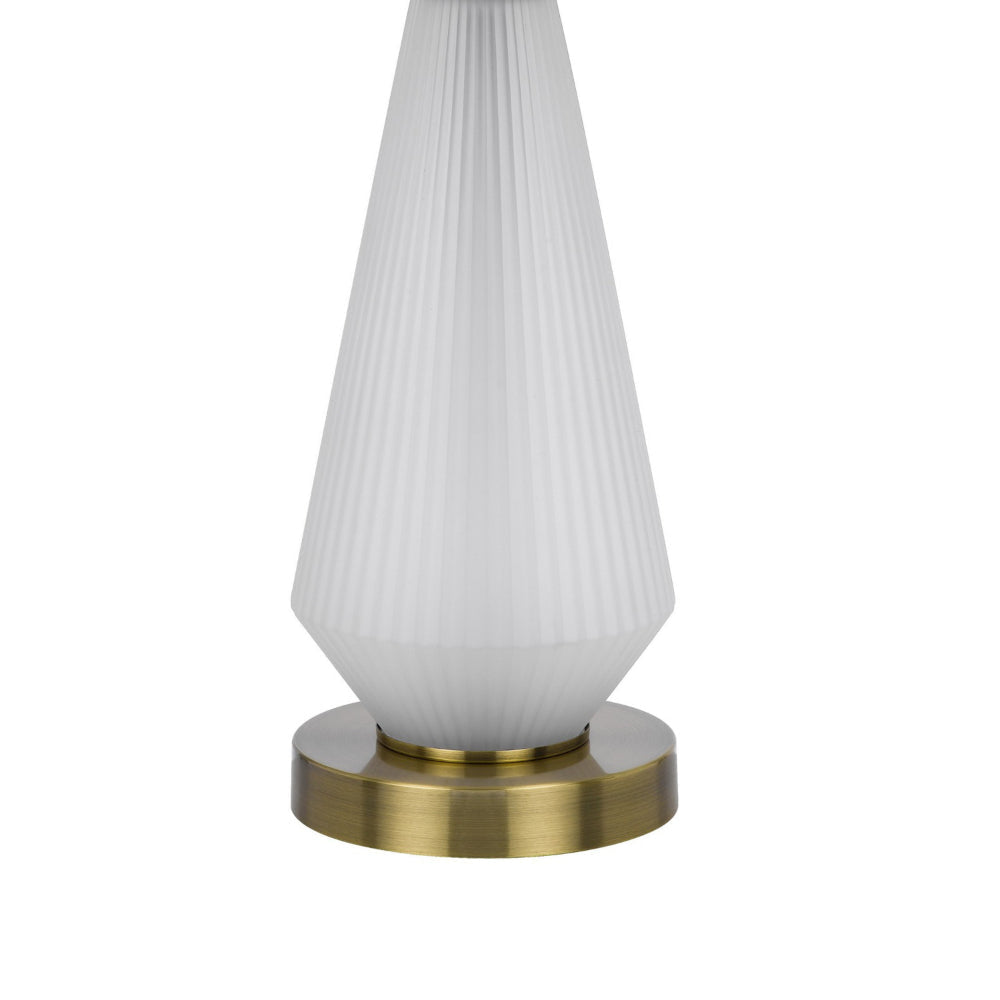 Rizo 32 Inch Table Lamp Tapered Style Frosted Glass Base Beige Shade BM323960