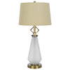 Rizo 32 Inch Table Lamp, Tapered Style Frosted Glass Base, Beige Shade